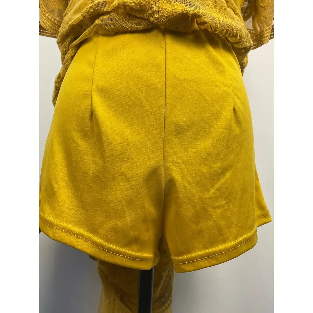 Wild Honey Mustard Yellow Lace Sheer Maxi Romper Size S - Picture 6 of 15